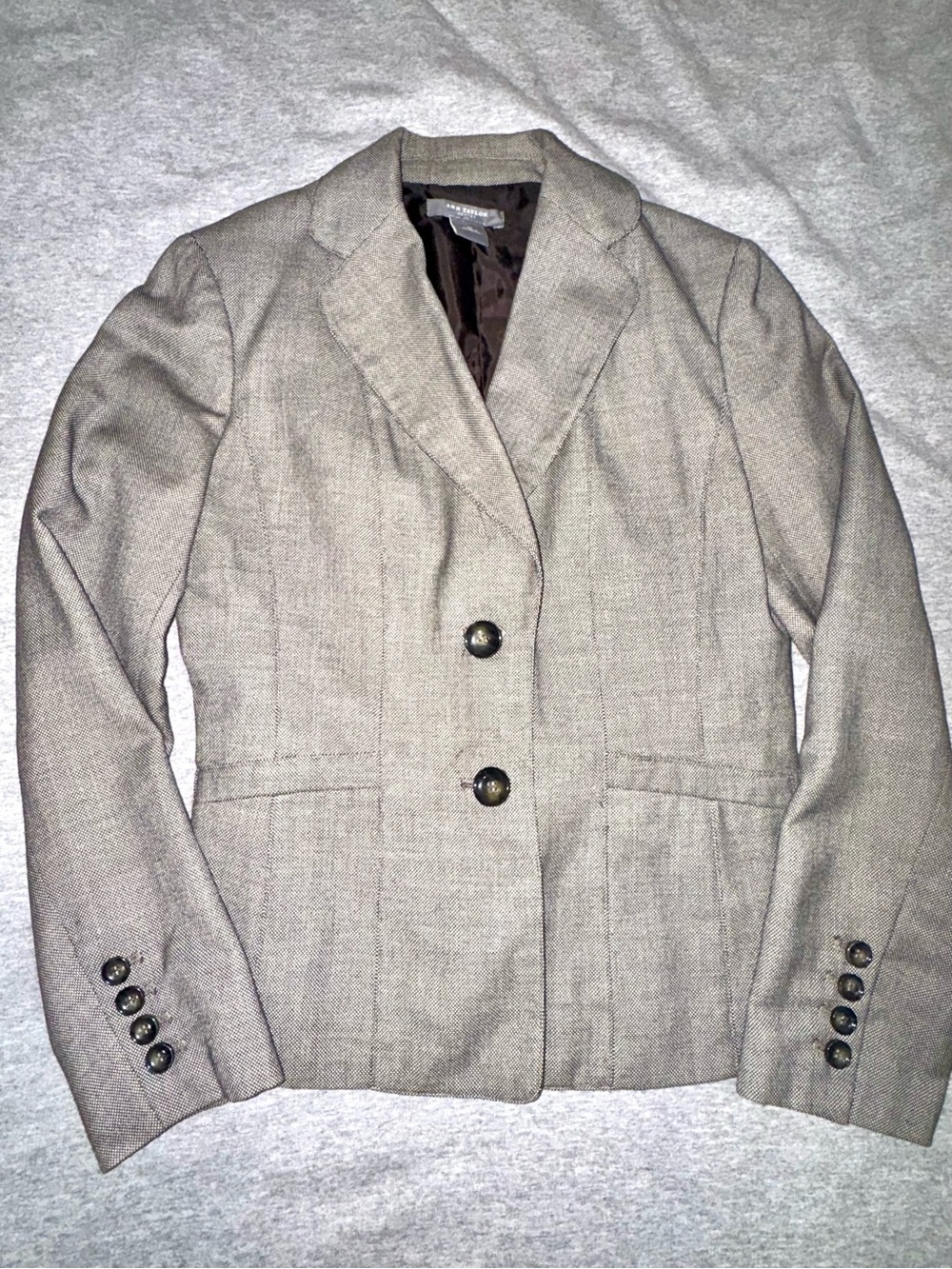 Ann Taylor 4P Classic Women's Tailored Blazer - Taupe Tweed